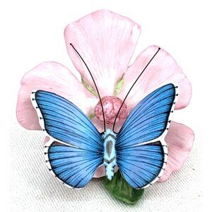 Franklin Mint Adonis Blue On Musk Mallow 1985 Butterflies Of The World Figure